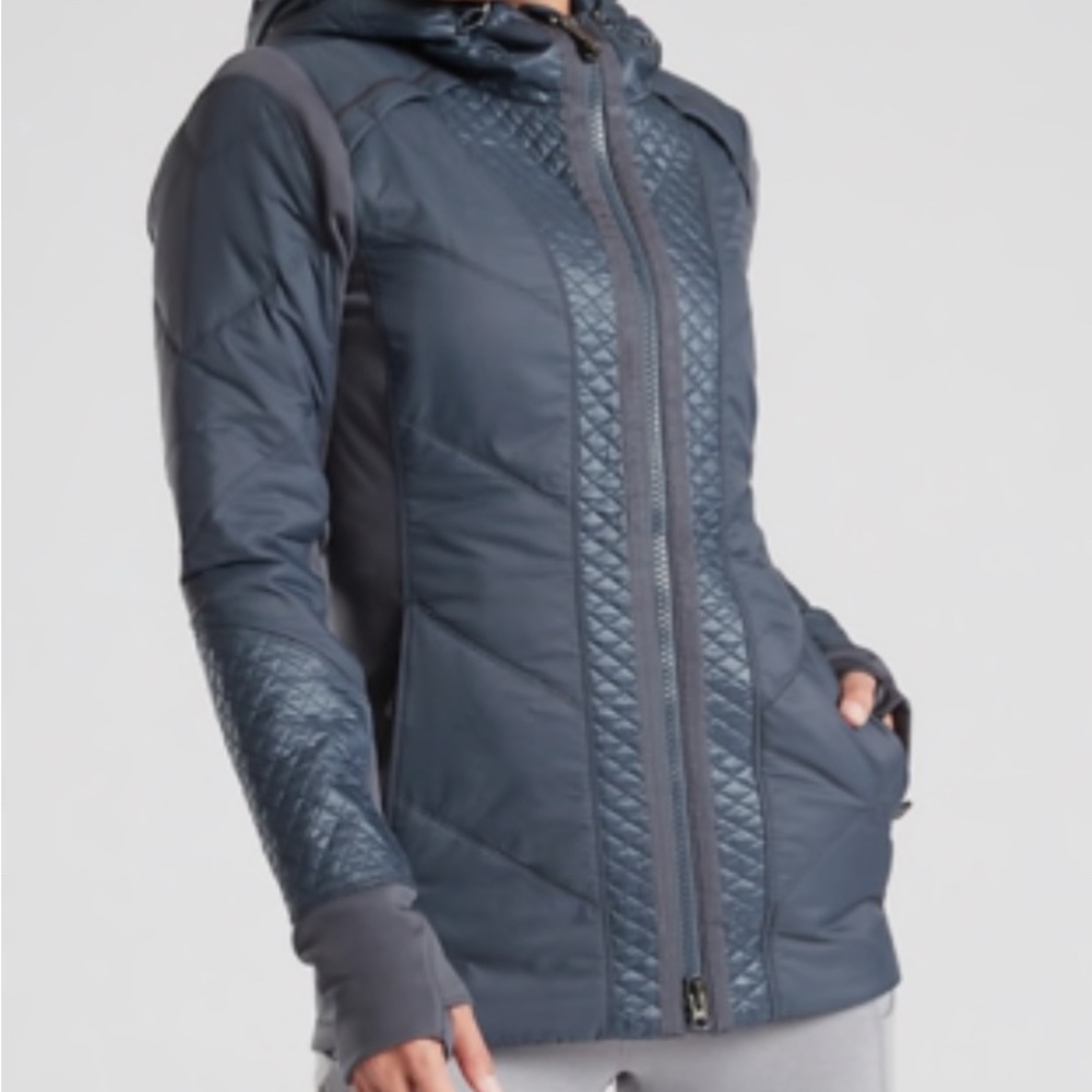 ATHLETA Rock Ridge Primaloft Jacket XSMALL Astronomy Grey Blue Hiking CYA Coat